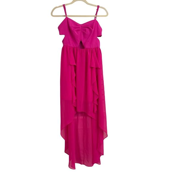 BCBGeneration Pink Barbie Chiffon Side Cut Out Asymmetrical Dress Size 2 - Picture 1 of 4